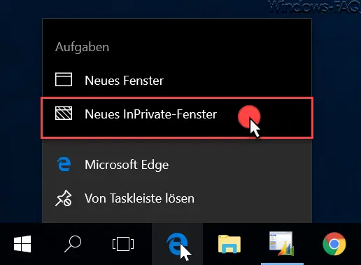 New InPrivate window via Windows taskbar