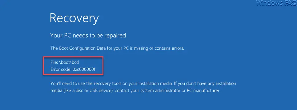 boot bcd error code 0xc000000f