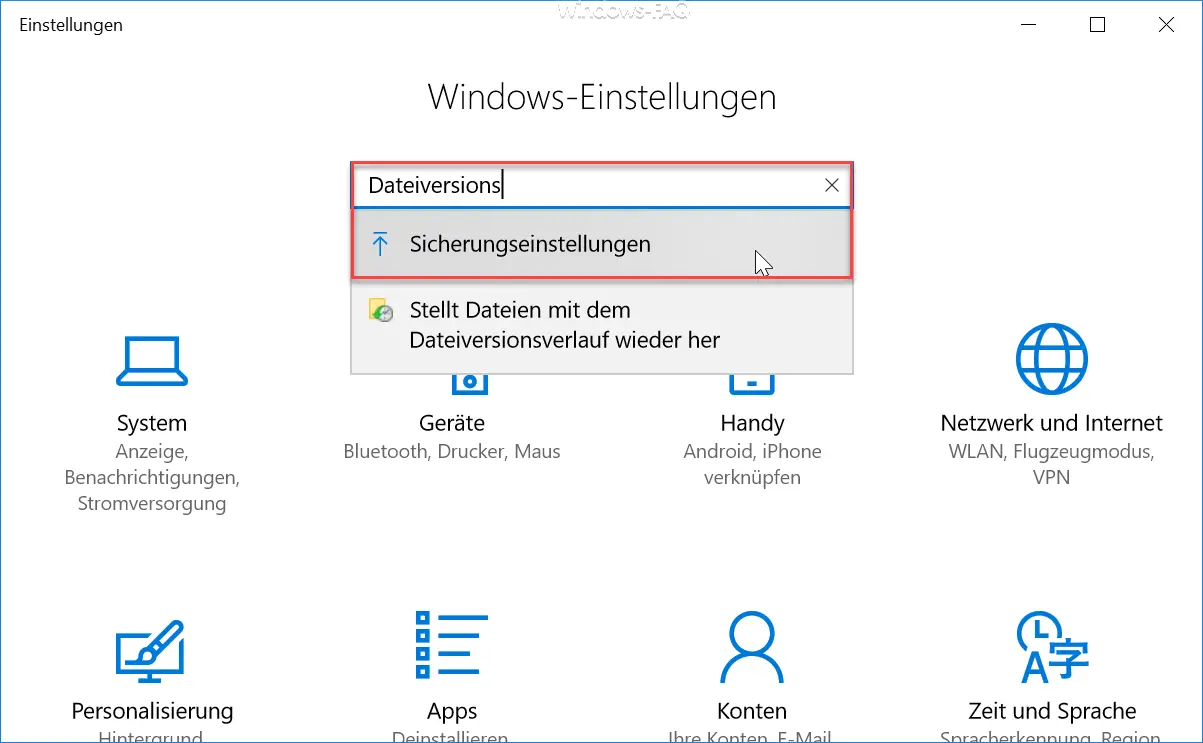 Backup settings