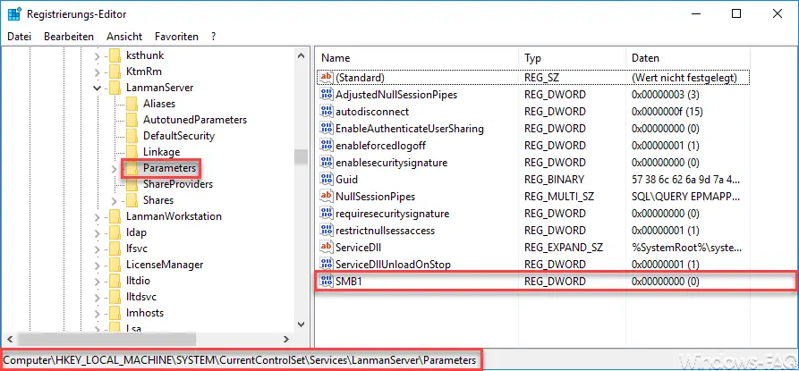 SMB1 registry