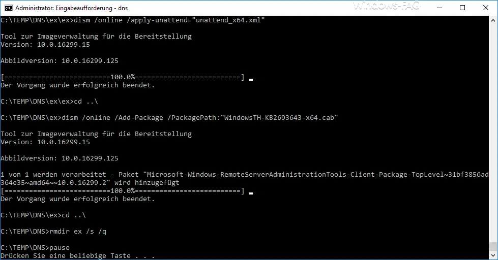 RSAT 1709 DNS Manager installation