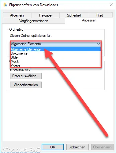 Folder type General elements