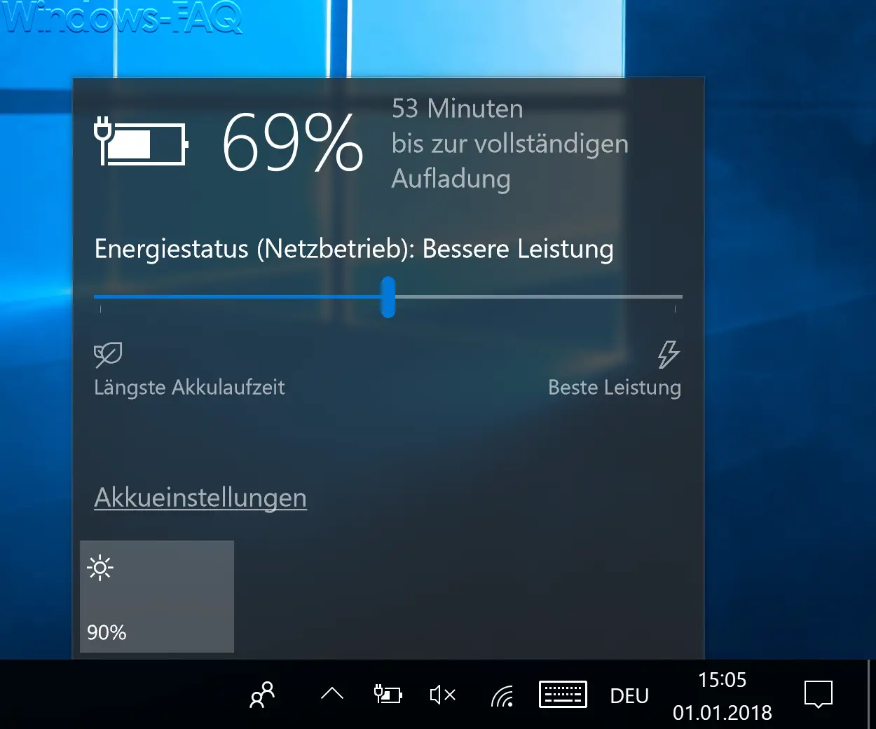 Windows 10 standard battery indicator