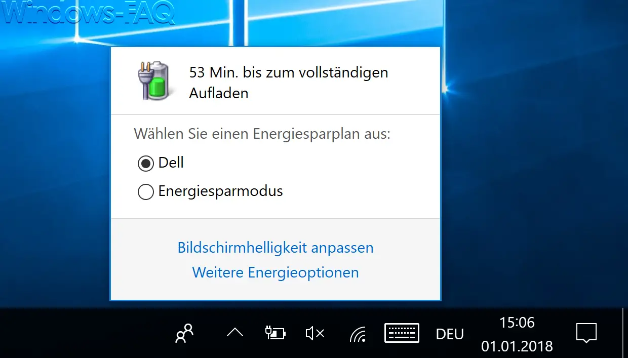 Windows 10 well-known battery display