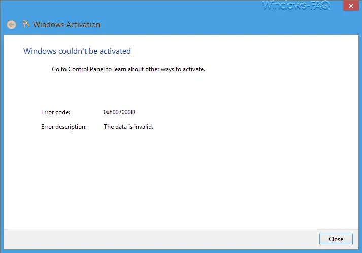 Windows activation 0x8007000D