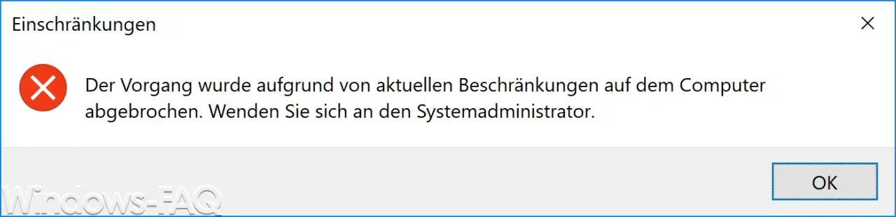 The process was canceled due to current restrictions on the computer.