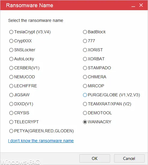 Ransomware name