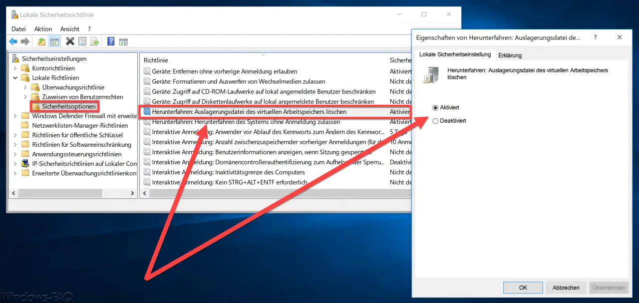 Shutdown Clear virtual memory paging file