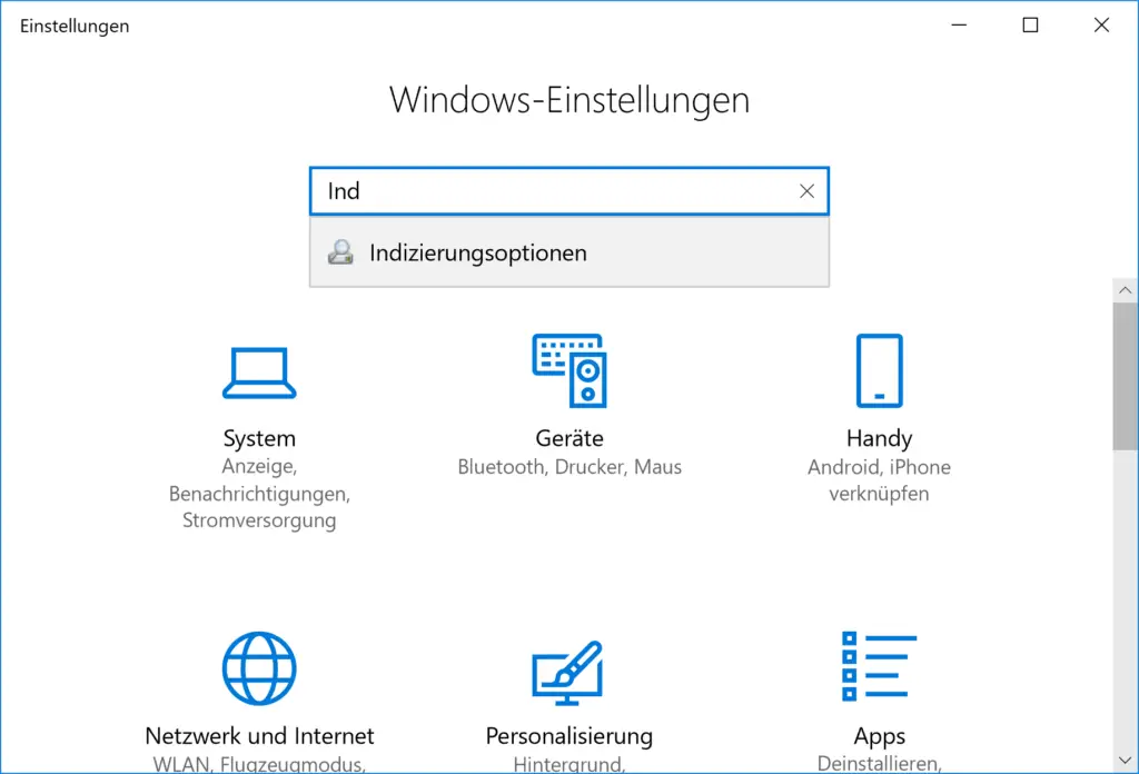 Indexing options