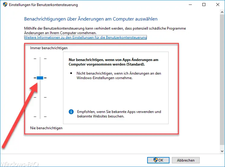 User Account Control Settings Windows 10