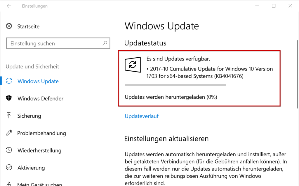 KB4041676 Update for Windows 10 Version 1703 Creators Update