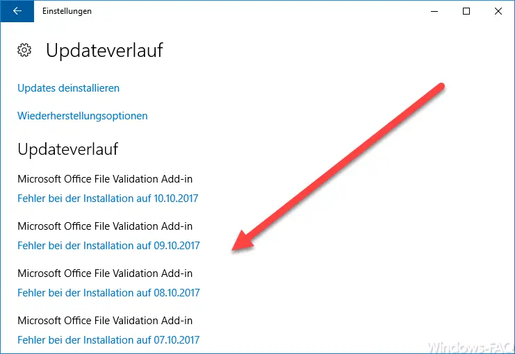 Windows update history before deletion