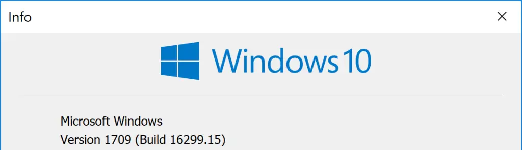 Windows 10 version 1709 build 16299.15