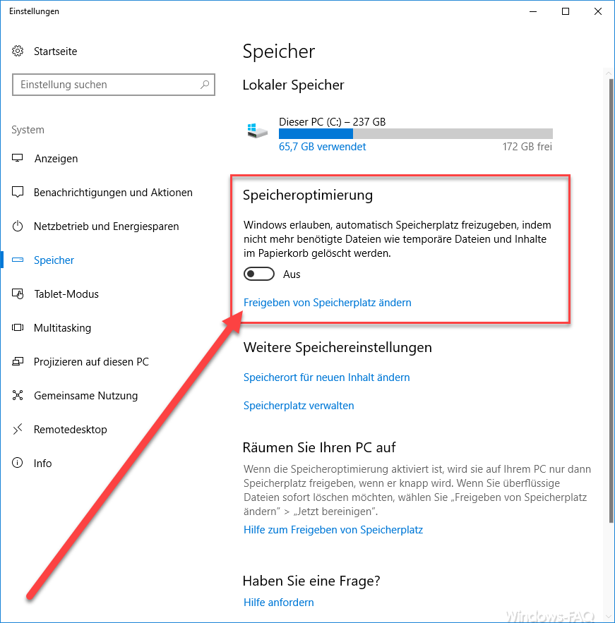 Free up space to change Windows 10 Fall Creators Update 1709