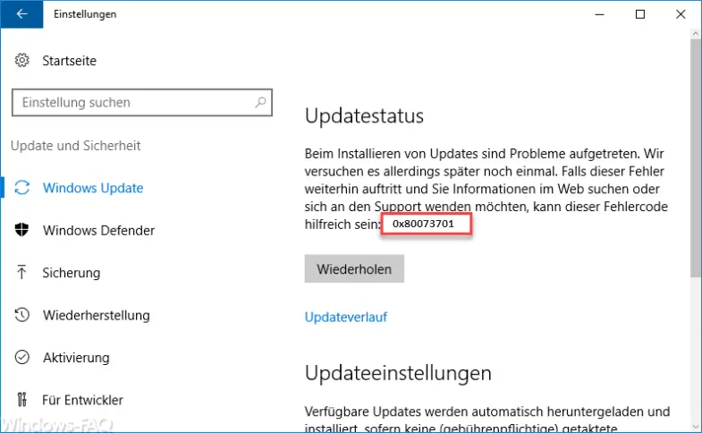 0x80073701 Windows Update