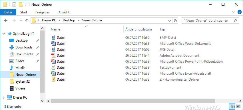 Windows Explorer files without file extension