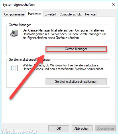 System properties Device Manager