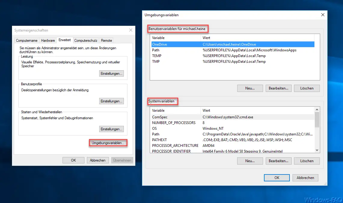 Environment variables. Переменная username. Comspec c: Windows system32 cmd.exe. View other Window variables.