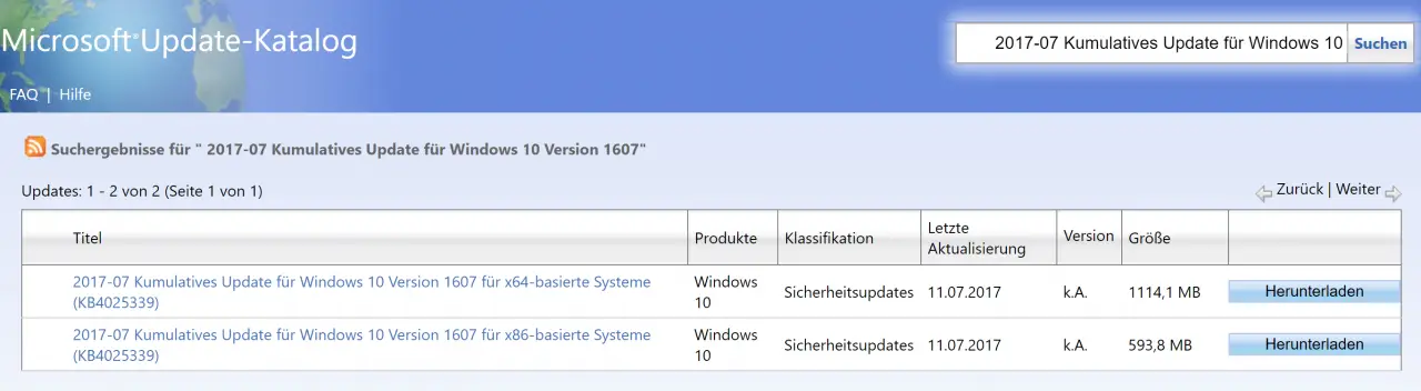 2017-07 Cumulative update for Windows 10 version 1607