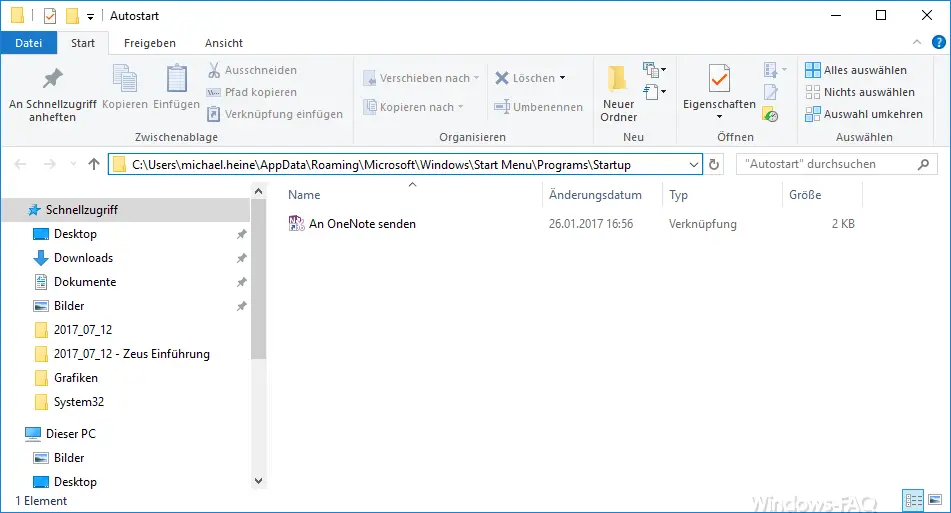 Windows 10 startup folder