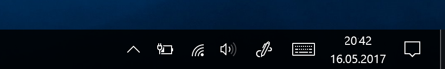 Windows 10 taskbar including date and time
