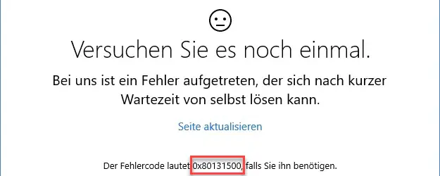 Error code 0x80131500