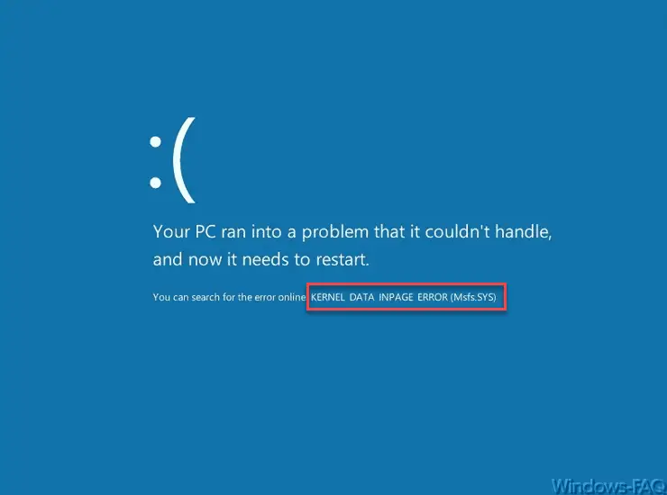 BlueScreen KERNEL DATA INPAGE ERROR