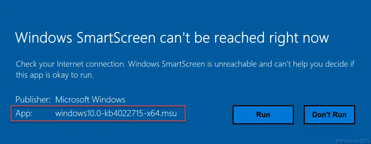 Windows SmartScreen can't be reached right now