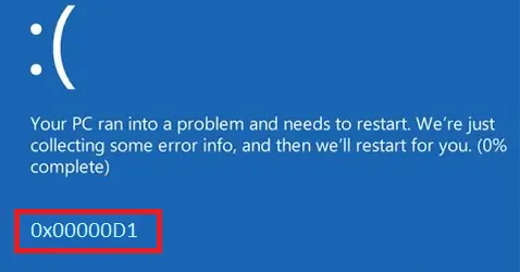 BlueScreen 0x00000d1