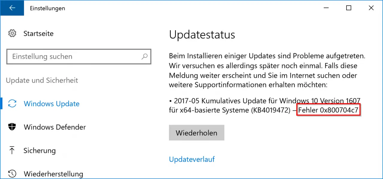 Error 0x800704c7 Windows Update