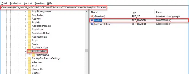 Autorotation registry