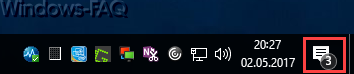 Windows 10 key bar with InfoCenter