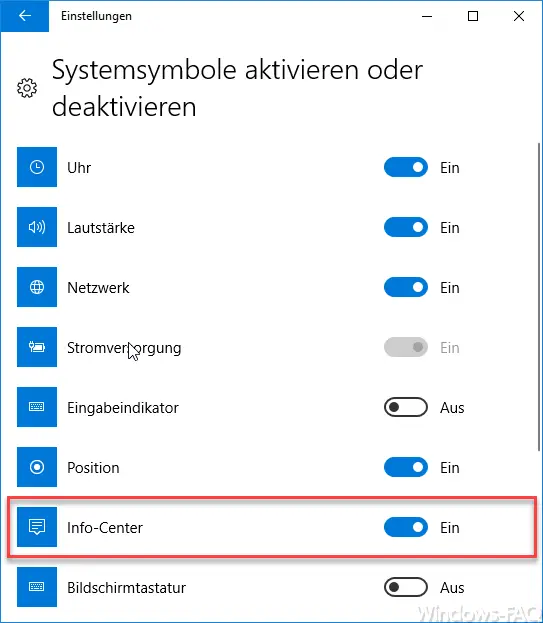 Activate or deactivate system symbols