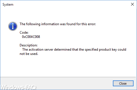 Code 0xC004C008 Windows Activation
