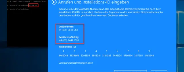 Call Microsoft and enter the Windows Installation ID