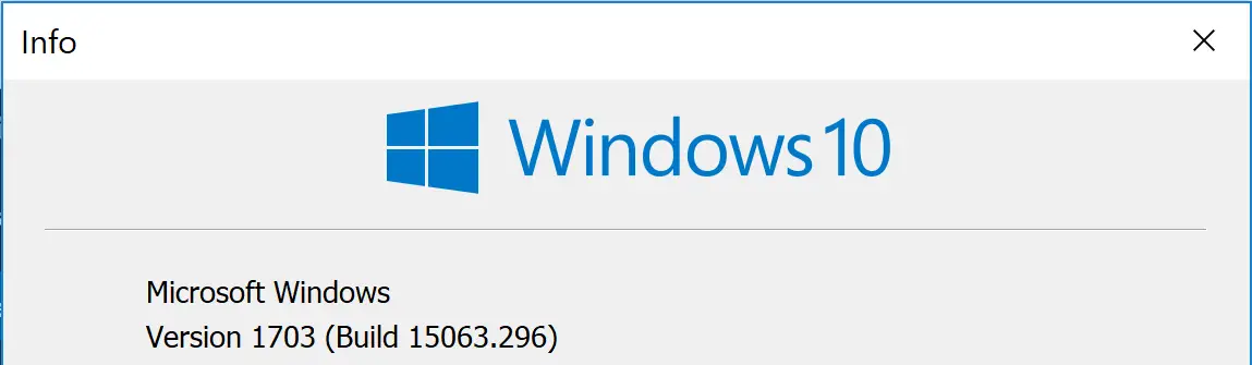 Windows 10 version 1703 build 15063.296