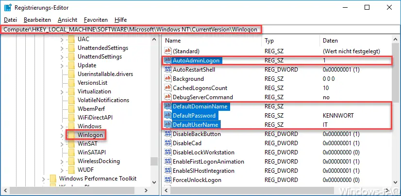 Automatic Windows registration - registry