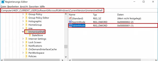 TabletMode Registry