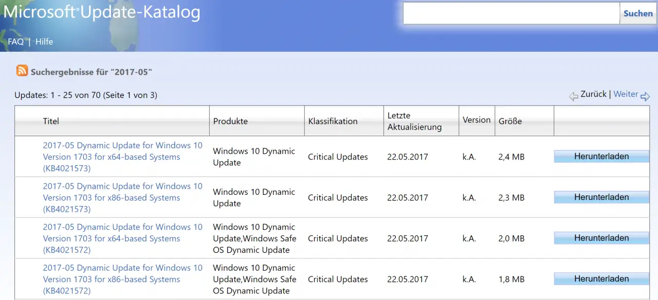 Update KB4021572 and KB4021573 for Windows 10 version 1703