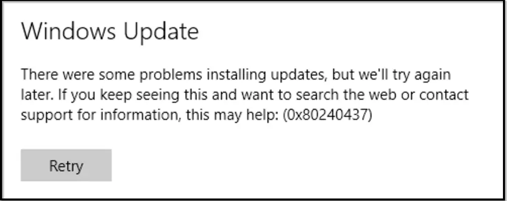 Windows Update error code 0x80240437