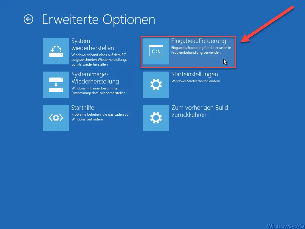 Windows PE Advanced Startup Options Command Prompt