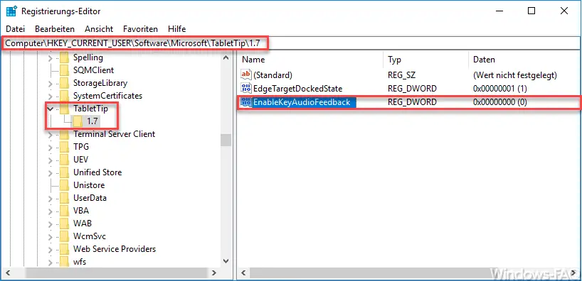 EnableKeyAudioFeedback Registry