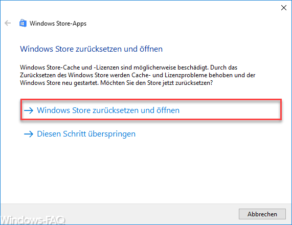 Reset and open Windows Store