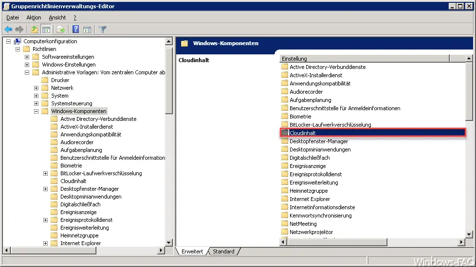Group Policy Management Editor with new imported policy from Windows 10