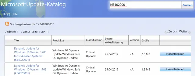 Update KB4020001 for Windows 10 Version 1703 Creators Update