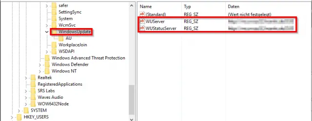 registry wsus