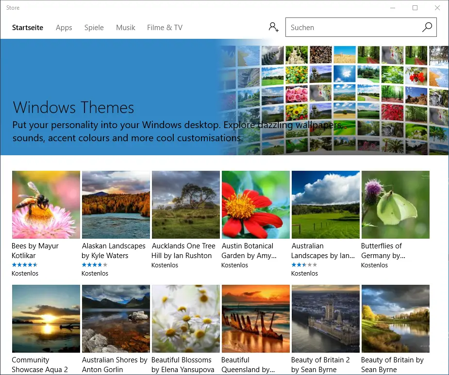 windows store themes designs