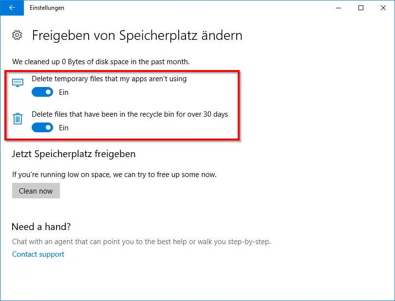 free-of-space-change-windows-10