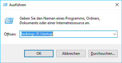 Command to call the Autostart Manager in the Task Manager