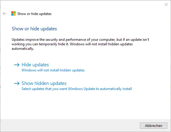 hide windows 10 updates